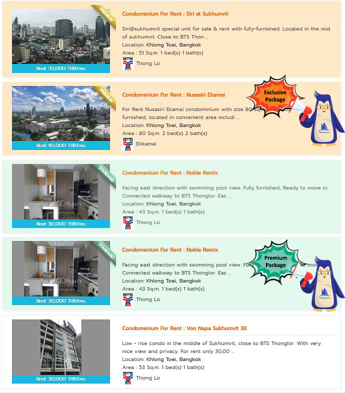 Condo Package Program คอนโดให้เช่า ลงประกาศฟรี Thaiapartment.com